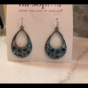 Lia Sophia wire earrings w blue stones